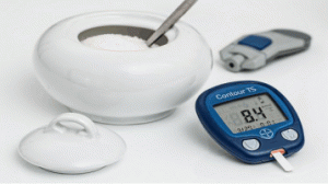 açucareiro e medidor de glicemia
