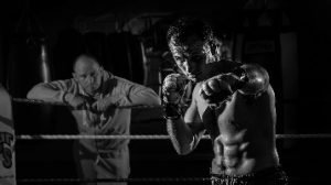boxeador no ringue